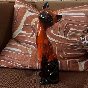 Canuck Pottery Black and Orange Cat Figurine
